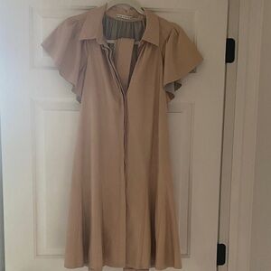 Alice + Olivia Tan Mini Dress with Flutter Sleeves size 10